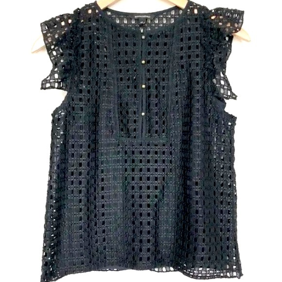 Banana Republic Tops - Banana Republic Eyelet Flutter
Sleeve Blouse, sz Small